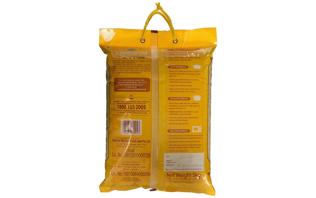 Kohinoor Char Minar Long Grain Rice   Pack  5 kilogram